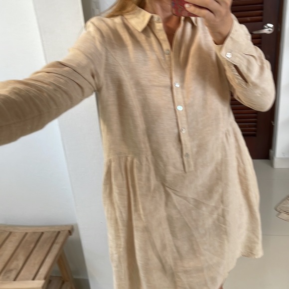Halston oatmeal linen shirt dress - Picture 6 of 14